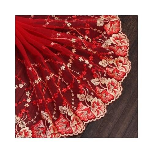 2 yards red mesh milk silk embroidery lace dress wedding home childrens clothing diy tiara car doll accessories Barbie skirt