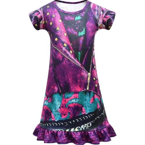 2021 Girls Kids Descendants 3 Pyjama Nightie Dress Cartoon Sleep Wear Print Nightgown Pajama Nightie Princess Nightwear Dress