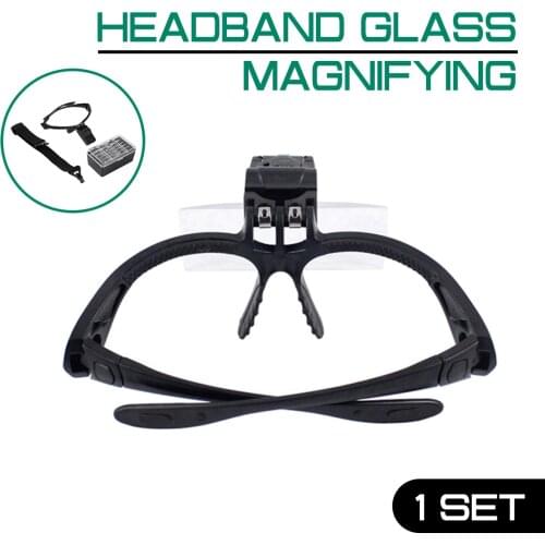 5PC Headband Magnifying Glass Eye Repair Magnifier 9892B 2 LED Light 1.0/1.5/2.0/2.5/3.5X Glasses Loupe Optical Lens