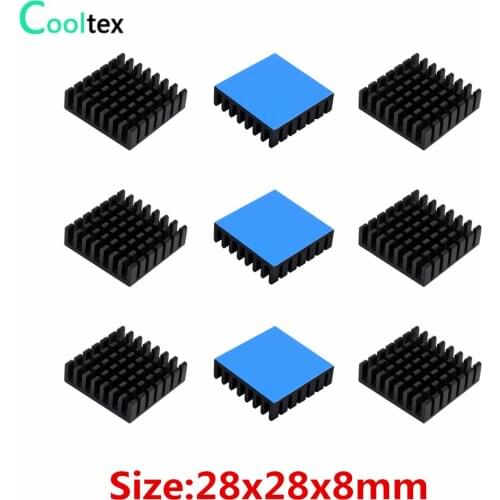 10pcs 28x28x8mm Aluminum Heatsink Heat Sink Radiator Cooling for Electronic Chip IC VRM With Thermal Conductive Tape