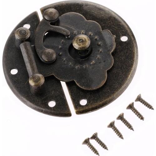 Antique Jewelry Wooden Box Suitcase Hasp Lock Latch Box Latches Decorative Drawer HaspWith Screws Vintage Brass Hardware 53mm