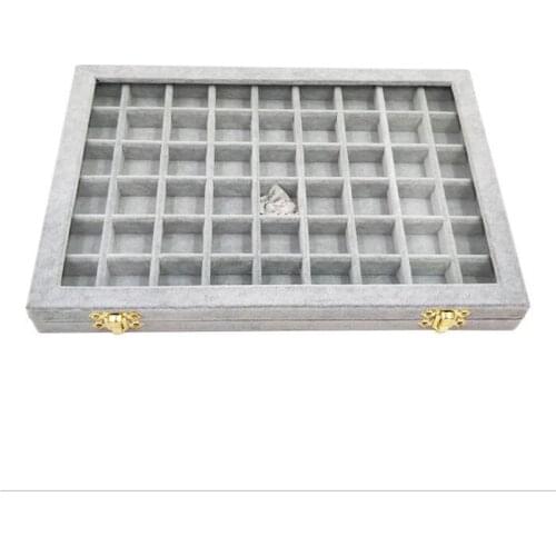 310*220*28mm 8 color 54 Booths Velvet Carrying Case or trays with Acrylic Cover for jewelry the Tray Holder Storage Box Organize