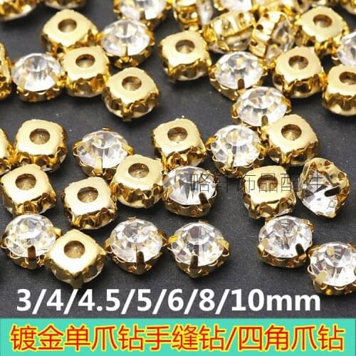 Free Shipping SS12 SS16 SS20 SS25 SS35 SS38 (3-10mm) Golden Plated Loose Crystal Sew on Rhinestone Beads For DIY Decoration