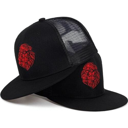 Original black baseball caps for boys girls summer sun hats embroidery lion mesh snapbacks hip hop bone trucker hat