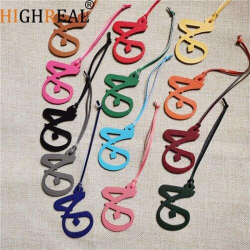 Custom Made Luxury Genuine Natural Leather Character Alphabet Arabic Letter Keychain Backpack Pendant Ladies Women Bag Charm