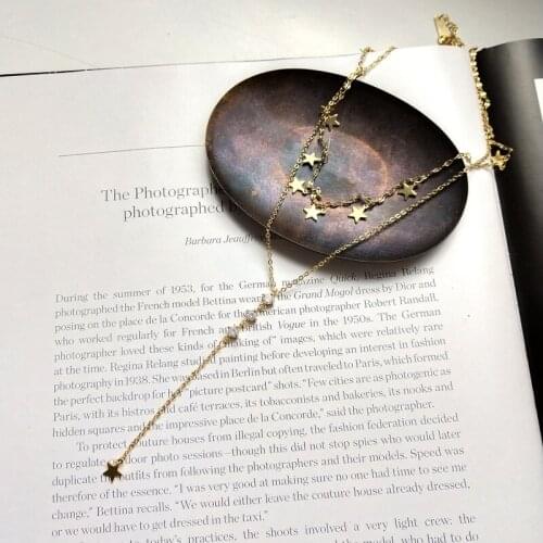 925 Sterling Silver Double Layer Star Necklace With Crystal Clavicle Chain Simple Forest Pendant Wild Jewlery Long Necklace