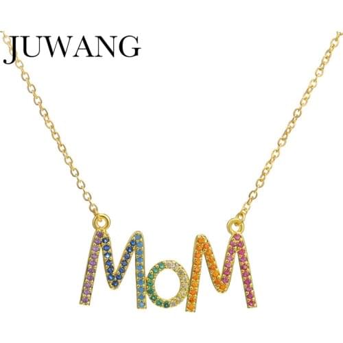 Zircon Necklace Mom Letter Mother Pendant Necklace for Women Luxury Charm Family Necklace of Mothers day Gift For Mom Jewelry