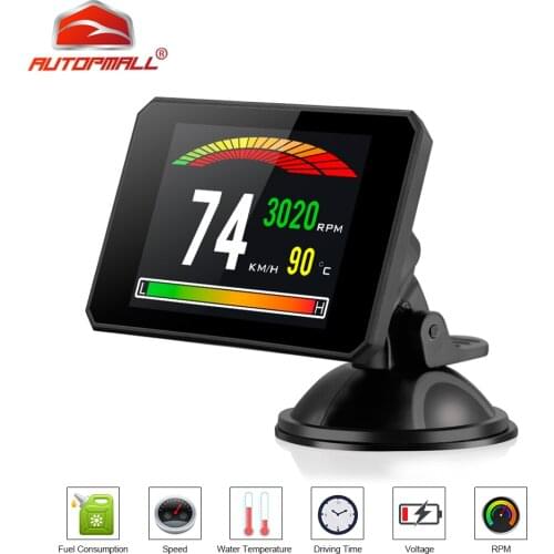 Head Up Display HUD OBD II 2 P16 Temperature Car KM/h MPH Turbo Boost Pressure Speed Projector On The Windshield For Car HUD