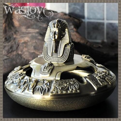 Egypt Pharaoh Tutankhamun Zinc Alloy Ashtray Vintage Cigar Cigarette Ash Tray Birthday Gifts For Men Metal Crafts Home Car Decor