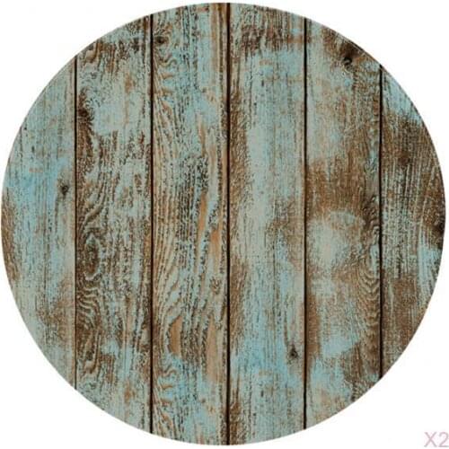 Elastic Fitted Table Cover - Wood Grain Pattern - Large Round - Fits Tables up to 47'' Diameter - Set of 2