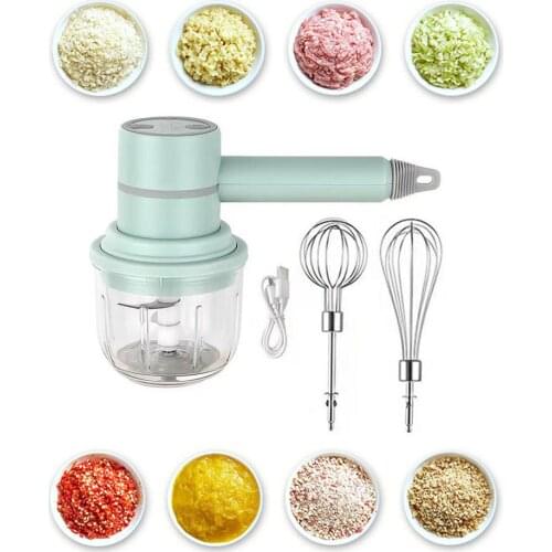 20W Electric Household Mini Egg Masher Wireless Hand Blender with 2 Whisk Baking Tool Kitchen Gadget