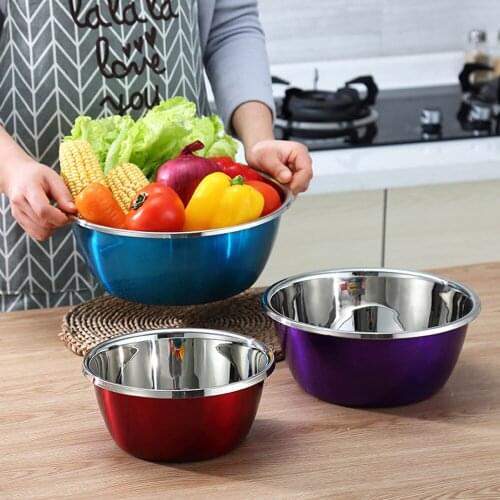 Stainless Steel Mixing Bowls Non Slip Nesting Whisking Bowls Set Mixing Bowls For Salad Cooking Baking 3Pcs/lot