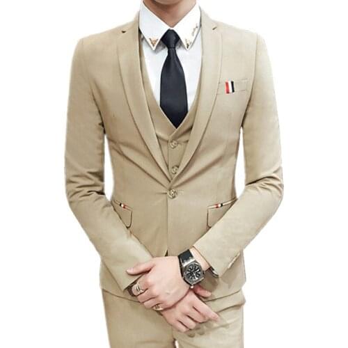 Blazers Pants Vest 3 Pieces Sets / 2021 Fashion Mens Casual Boutique Business Suit Wedding Jacket Coat Trousers Waistcoat