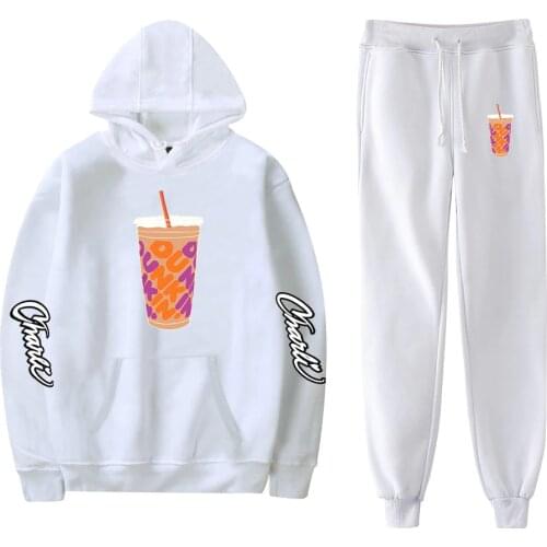 Iced Coffee Charli Damelio Merch Two Piece Set Women Hoodie Sweatshirt Suit Pants Sets Unisex Clothing Top Tracksuit Kpop New