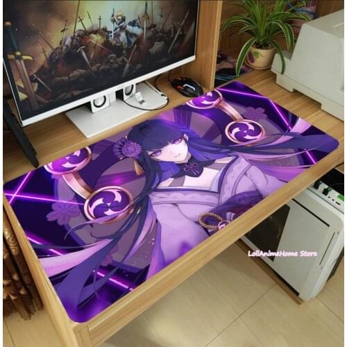Anime Genshin Impact Raiden Shogun Mouse Pad Thicken Laptop Gaming Mice Mat Table Keyboard Mat Anti-Slip Playmat