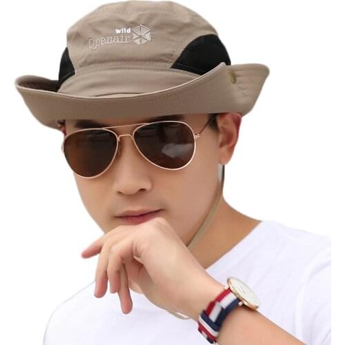 Summer Women Sun Hats Fashion Men Mesh Cap Women Bucket Hat Men Fisherman Hat Wide Large Brim Anti-UV Outdoor Sports Beach Cap