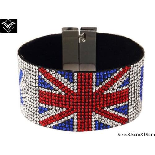 Fashion Hiphop UK Flag Rhinestone Male Female Bracelet Hot Sale