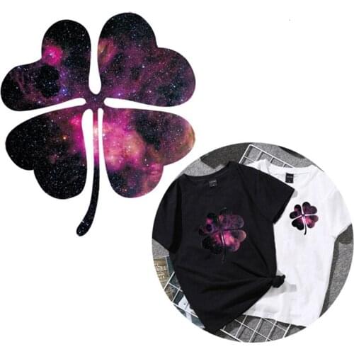 Lucky Grass Heat Transfers Sticker Iron On Patches For T-shirt DIYStarry Sky Craft Stickers For Clothes Decor Appliques