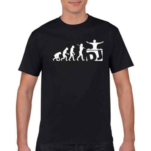 New fun casual mens DJ evolution T-Shirt Funny T-shirt Music Mix DJ disc jockey turntable Cotton Short Sleeve T-Shirt Top