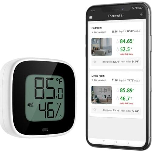 ORIA Wireless Thermometer Hygrometer Mini Bluetooth 5.0 Humidity Temperature Sensor Alert Build-in Magnet for House