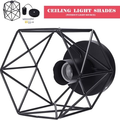 Pendant Light Shade Industrial For Living Room Restaurants Cafes Ceiling Industrial Geometric Wire Cage Lampshade Lamp