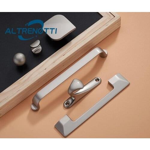 Furniture Handle Zinc Alloy Drawer Wardrobe Dresser Door Pull Simple Modern Nickle Silve Knob For Home Cabinet Kitchen Cupboard