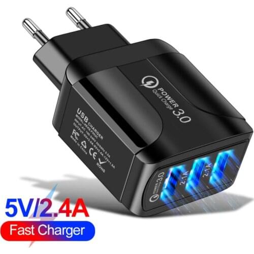 3USB Charger USB US EU UK Wall Fast Charging Adapter 3 Ports Charge Adapter For Universal Mobile Phone Tablet Dropship