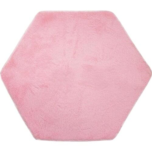 Hexagonal Soft Comfortable Plush Tent Rug Mat Kids Playhouse Bedroom Floor Carpet –Pink