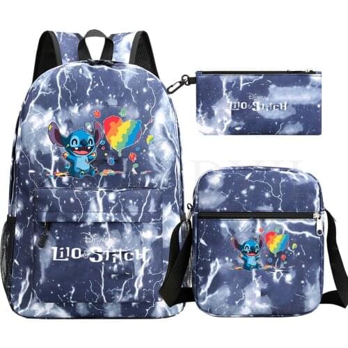 Disney Stitch Rucksack Bagpack Boys Girls School Backpack Bags Teenager Travel Bookbag with Crossbody Bag Pen Bags