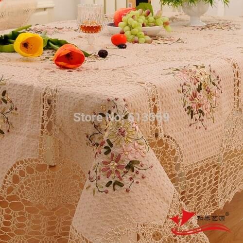 Cotton Crochet Tablecloth Rectangle Embroidery Table Cloths For New Year Decoration Christmas Table Clothes For Wedding Decor