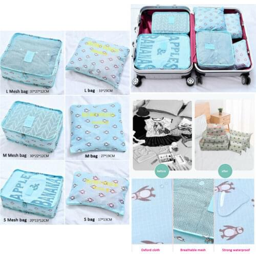 6Pcs Portable Travel Storage Bag Clothes Packing Cube Luggage Organizer Set
