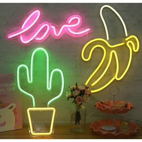 USB LED Neon Sign Lamp Elliptical Panel Shaped Wall Hanging Decor Birth Party Bar Room Night Light Living Home Decoration