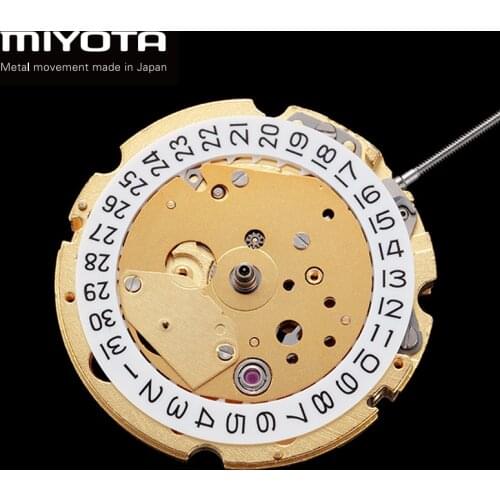 Top Japan Original Golden Mechanical Miyota 8217 Luxury Skeleton Automatic Self-winding Movement with White Datewheel 21 Jewels