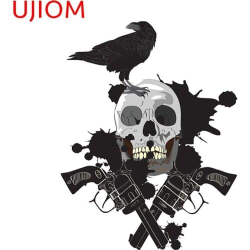 UJIOM Cartoon Raven on Skull Wall Stickers Living Room Decor Bedroom Accessories Vinyl Wallpaper Wall Decal Waterproof