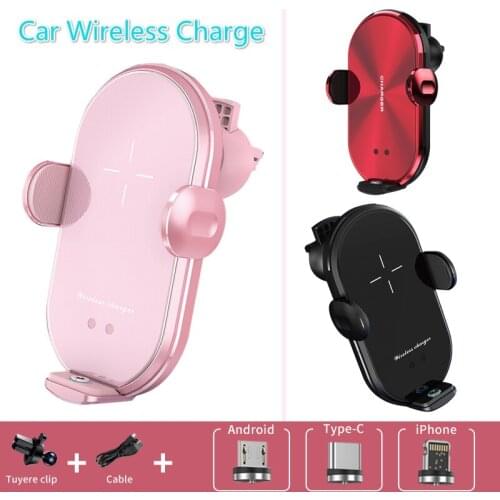 Universal Qi Car Wireless Magnetic Charging Phone Holder Fast Charging for Samsung S10 S9 S8 IPhone X XR Automatic Clamping