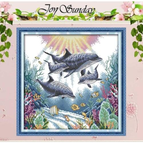 Dolphin Patterns Counted Cross Stitch 11CT 14CT Cross Stitch Set Wholesale Animal Cross-stitch Kits Embroidery Needlework