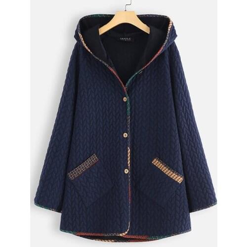 2020 New Womens Cotton Coat Basic Add Cotton Spring and Autumn Winter Jackets Mid-Long Large Size Loose Hooded Overcoat K852