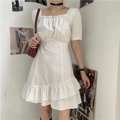 Dresses For Women 2021 Kawaii White Casual High-waisted Sexy Mini Dress Korean Fashion Aesthetic Fairycore Clothing Cottagecore