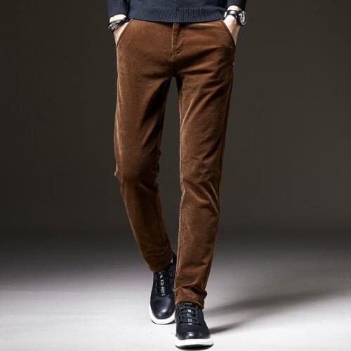 Winter Corduroy Casual Pants Real High Quality 2020 Fashion Brand Clothing Solid Color Cotton Mens Slim Pants Khaki