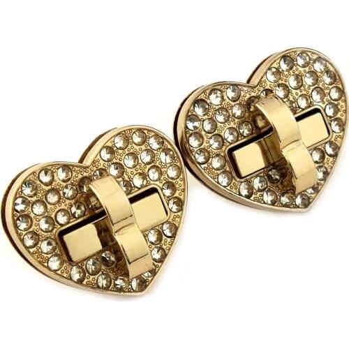 1pcs Heart Shape Rhinestone Turn Lock Metal Twist Lock Clasp for Bag Handbag Luggage Hardware DIY Leather Craft Accessories