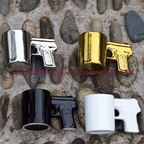 12set=24pcs Creative Gun Style Handle Ceramic Coffee Water Mug Cup 100ml Funny creative pistol shape ceramic cup ceramic cup