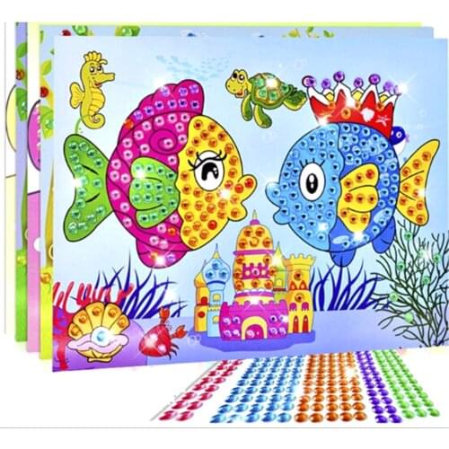 Handmade Cartoon 2 in 1 Diamond Coloring Drawing Sticker DIY Toy Sets Painting Graffiti Education Gift for Children Birthday
