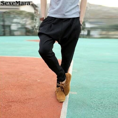 2017 Men Harem Pants Baggy Hip Hop Dance Sweat Pants Solid Color Casual Trousers