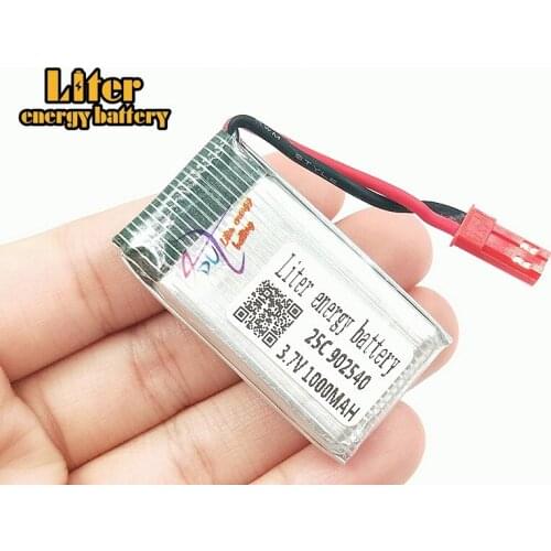 3.7V 1000mAh lipo battery for UAV quadcopter MJX X400 X300C X800 RC aircraft HJ818 HJ819 902540 JST Plug 25c