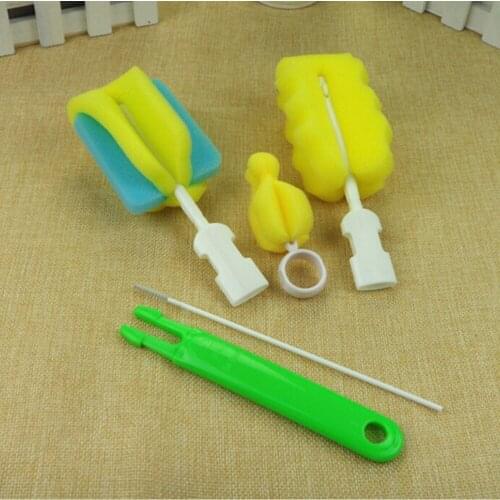 4Pcs/Set Plastic Sponge Spout Tube Milk Water Newborn Baby Bottle Clean Brush Sponge Cleaner Brush with Pacifier Brush