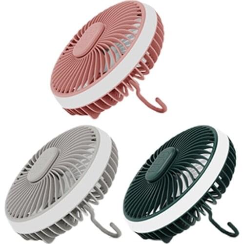 4000mAh USB Fan 3 Speed Ceiling Fan with LED Lantern for Camping Tent Home Bed