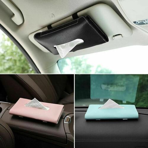 Car Sun Visor Leather Tissue Box Tissue Box Towel Sets Holder Auto Interior Storage Decoration Car Accessories Auto Storage