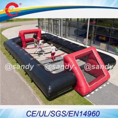 Free air ship,giant inflatable human foosball soccer field,kids outdoor inflatable foosball football pitch,inflatable sport game