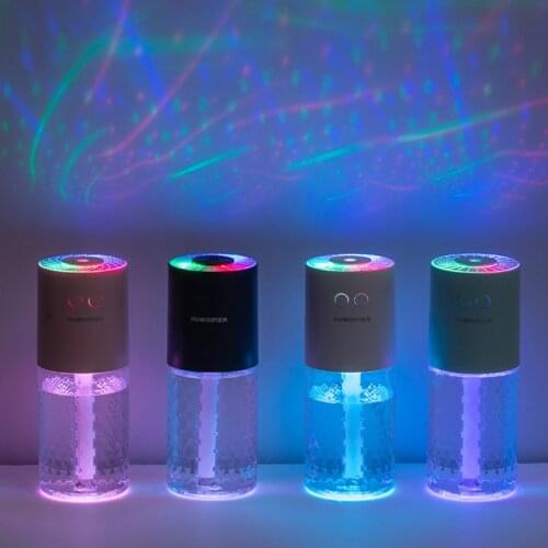Wireless Humidifier Crystal Projection Lamp Mini Portableair USB Car Home Air Humidifier Essential Oil Humidificador