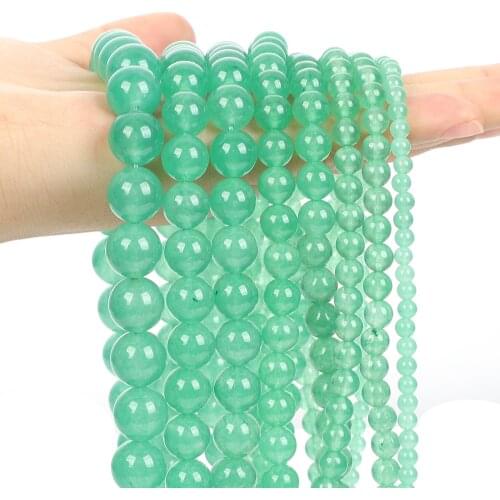 Natural Stone Beads Smooth Green Chalcedony Jades Round Loose Spacer Bead For Jewelry Making DIY Bracelet Necklace 4/6/8/10/12MM